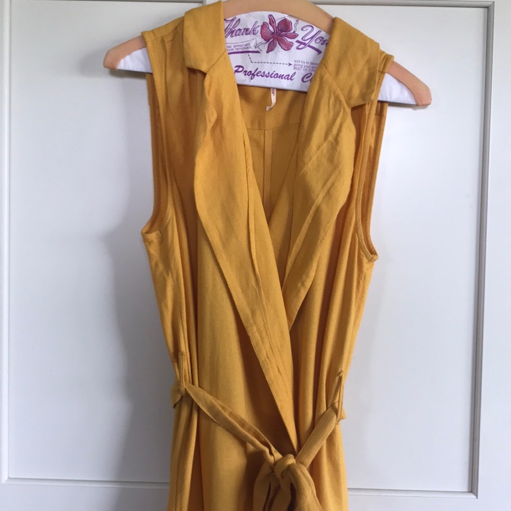 Free People Mustard Wrap Linen Dress